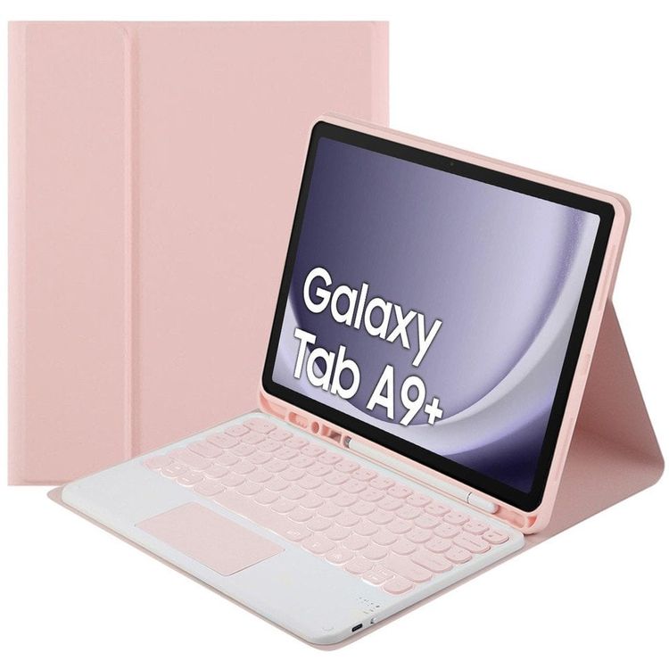 Tootefoto - Bluetoothi puuteplaadi klaviatuuri mbris Galaxy Tab A9 Plus jaoks (roosa)