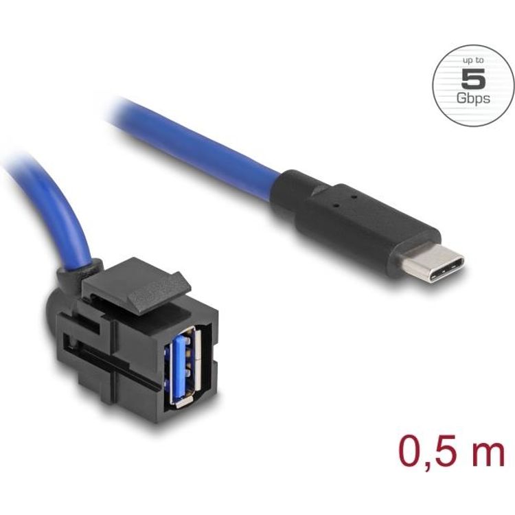 Tootefoto - DeLOCK 88156 USB Kabel 0,5 m USB A USB C Schwarz - Blau (88156)