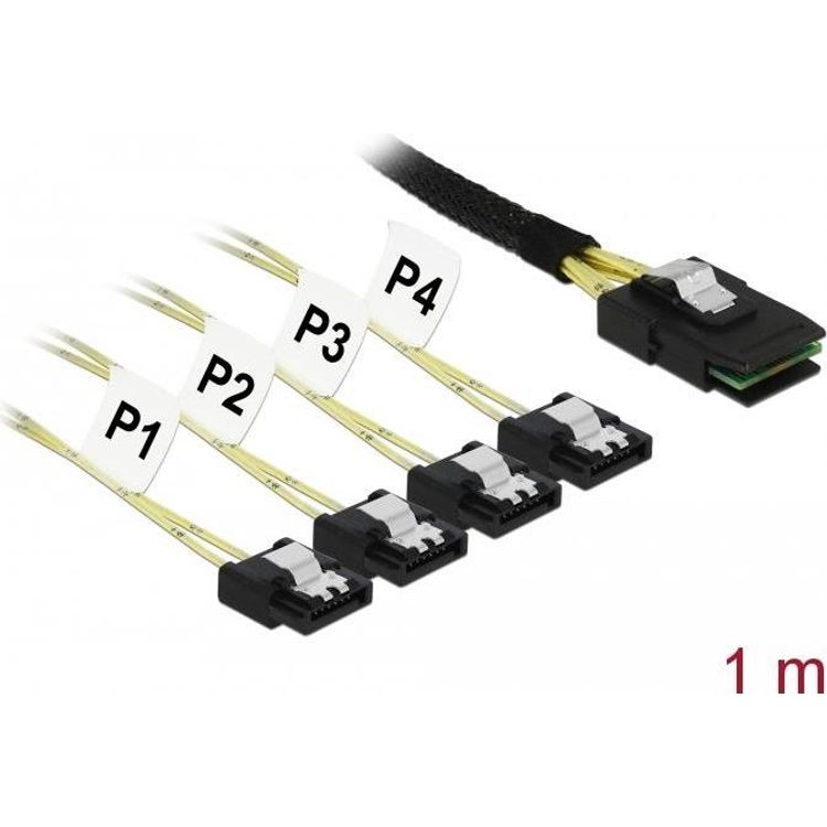 Tootefoto - DeLOCK 85731 SAS-kaabel 1 m Must, Roheline