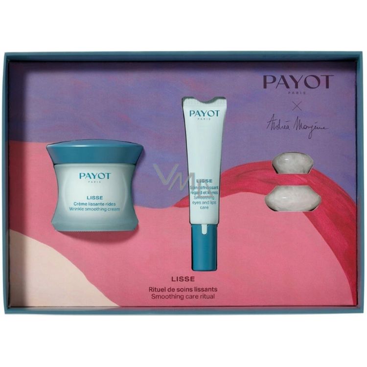Tootefoto - Set Payot: Lisse, Natural Ingredients, Anti-Wrinkle, Day, Cream, For Face, 50 ml + Lisse, Smoothing, Eye Cream, 15 ml + Gua Sha, White, Lifting, Face Massage Stone For Women