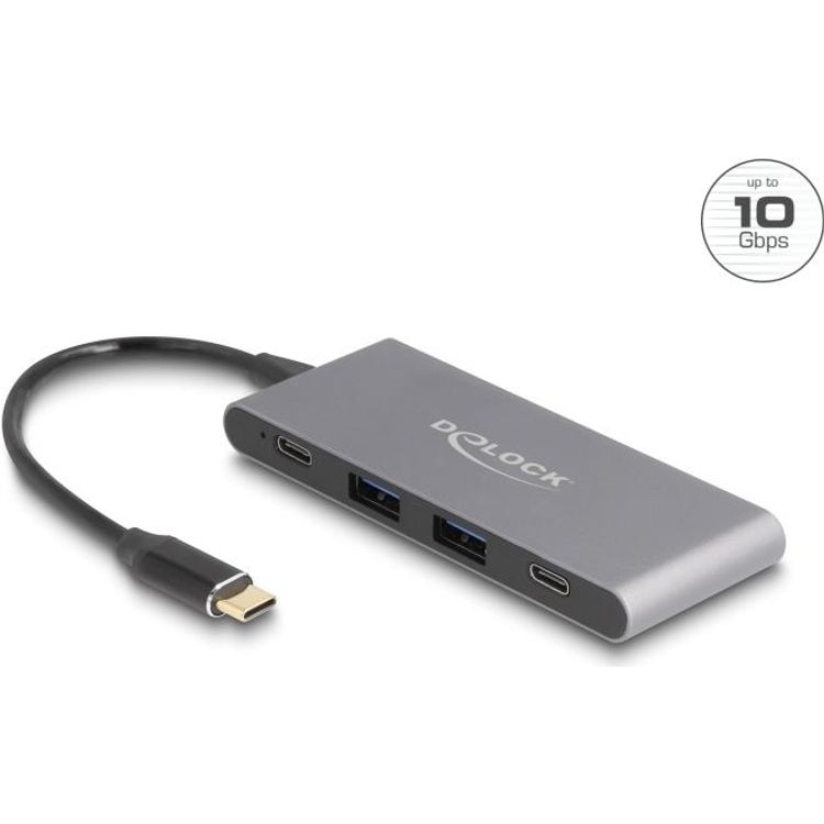 Tootefoto - Delock 4 Port USB Type-C Hub mit 2 x Typ-A und 2 10 Gbps (64111)