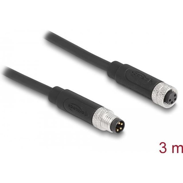 Tootefoto - DeLOCK 80144 kaabel andurile ja k ivitajale 3 m RKF M8 Must