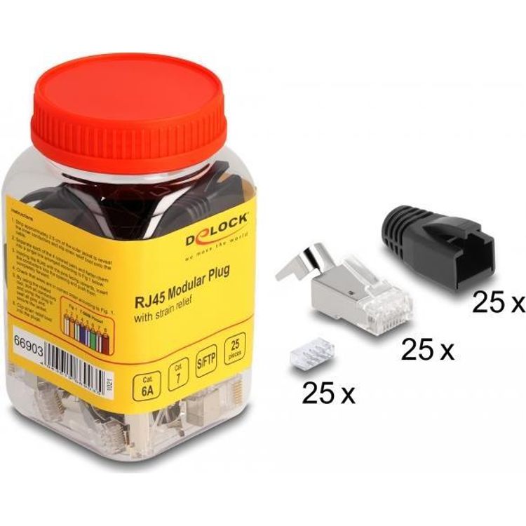 Tootefoto - DeLOCK 66903 juhtmepistmik RJ-45 Must, Metallik