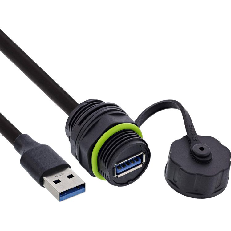 Tootefoto - InLine USB-A-Kabelkupplung IP68 geschirmt Buchse zu Stecker 50cm (69927S)