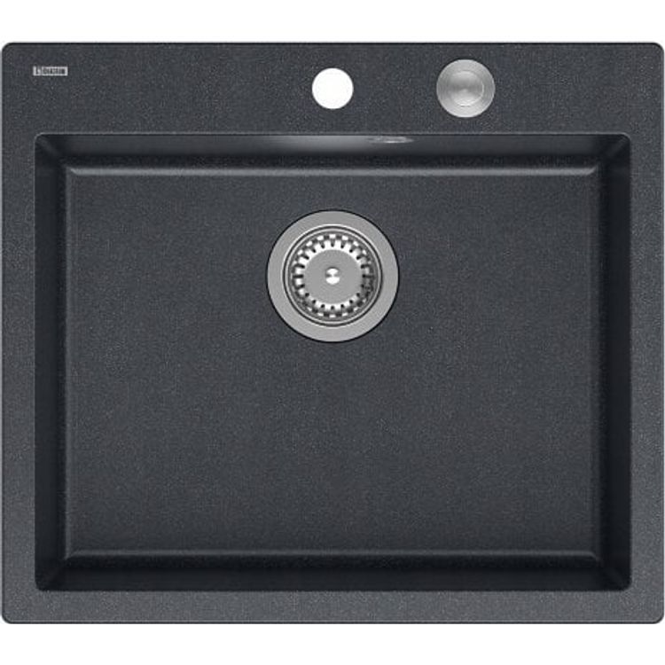 Tootefoto - Zlewozmywak GraniteQ MORGAN 110 GraniteQ zlewozmywak black diamond z syfonem Push To Open stal szlachetna 1-komorowy b/o + zaczepy 4 szt