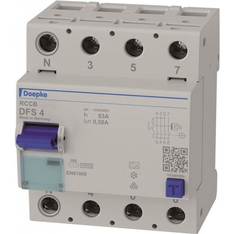 Tootefoto - Doepke Schaltger te GmbH Fi-Schutzschalter A 4p 440V 63A 0.5A 4TE REG DIN-Schiene 10kA 0 (DFS4063-4/0,50-A)