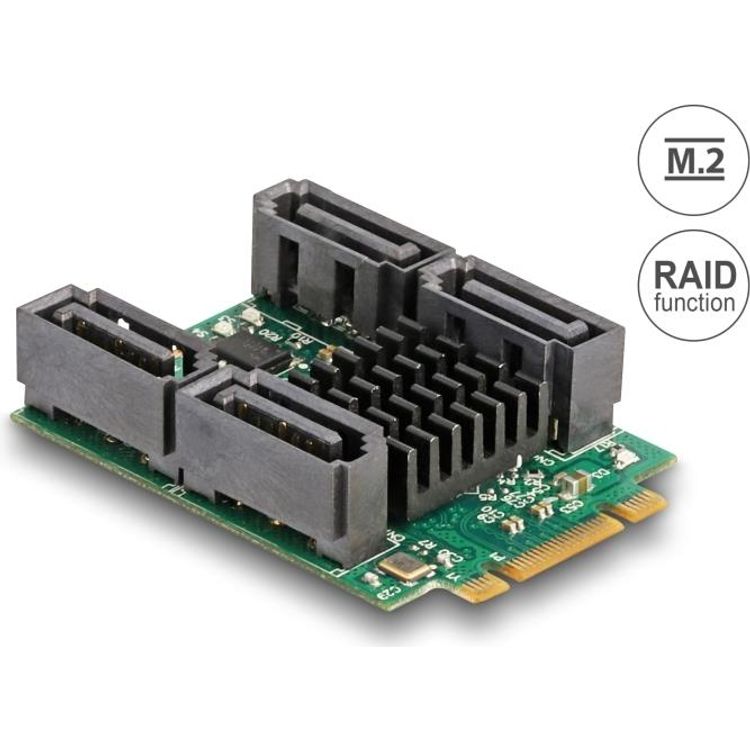 Tootefoto - Delock Konverter M.2 Key B+M Stecker zu 4 x SATA Stecker mit RAID und HyperDuo (61062)
