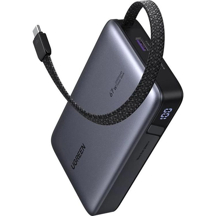 Tootefoto - Ugreen PB550 20.000mAh 67W Power Bank 1x USB-A 1x USB-C 1x integrated USB-C cable