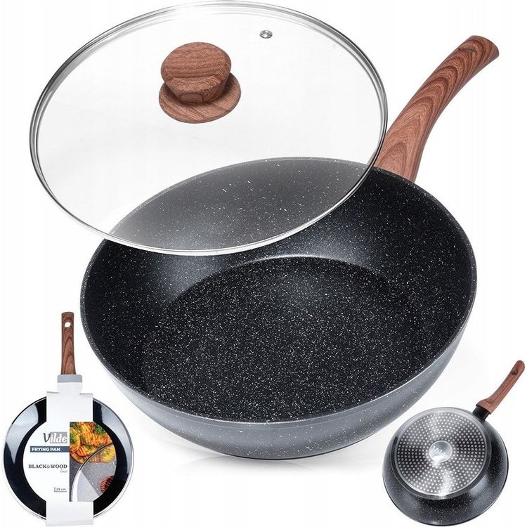 Tootefoto - Vilde pann induktsioonpann klaaskaanega Graniidist mittenakkuv VILDE 28cm