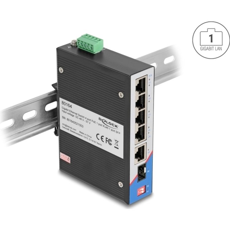 Tootefoto - Delock 80164 - Industrie Switch f r Hutschiene - Switch - 1 Gbps (80164)