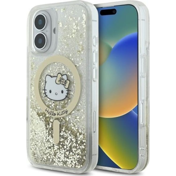 Tootefoto - HelloKitty Hello Kitty HHKMP16SLGDIH iPhone 16 6,1-tolline valgest kullast k va mbris Liquid Glitter Fever MagSafe