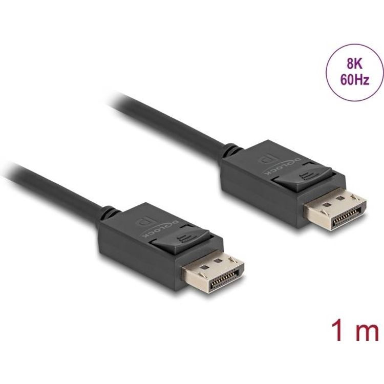 Tootefoto - Delock - DisplayPort-Kabel - DisplayPort (M) zu DisplayPort (M) - DisplayPort 2,1 - 1,0m - unterst tzt 8K 60 Hz (7680 x 4320) - Schwarz (80492)