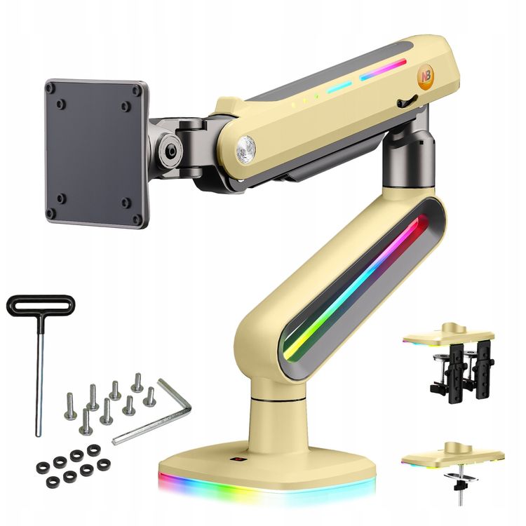 Tootefoto - F6-XD Sunrise Yellow RGB taustvalgustusega m nguri tugev lauakinnitus suurtele 32 60-tollistele monitoridele