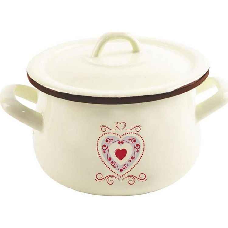 Tootefoto - Orion emailitud pott HEART 16 cm, kate, universaalne gaasiinduktsioon