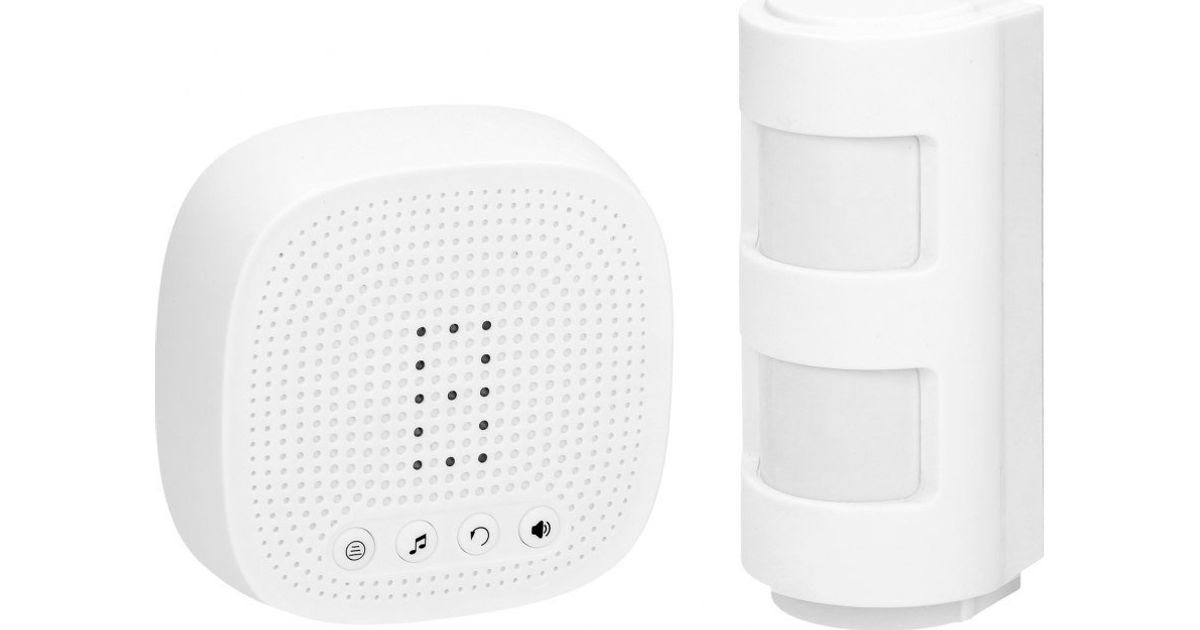 Wireless motion sensor with sound and light signaling, IP44, 300m