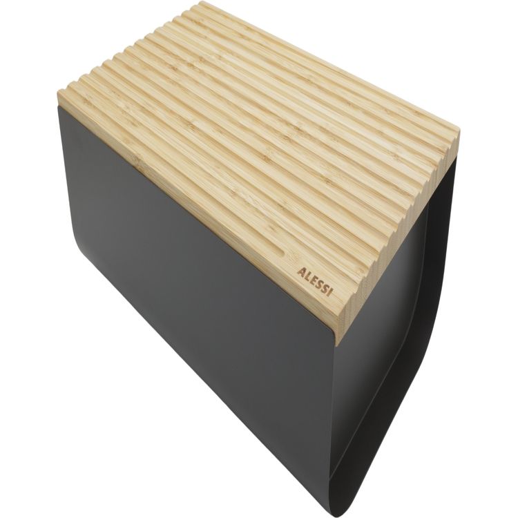 Tootefoto - Alessi BG03DG Mattina Brotkasten, Stahl, Bambusholz, dunkelgrau (BG03 DG)