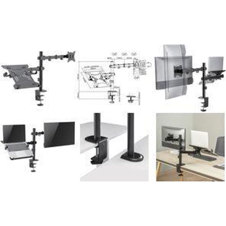 Tootefoto - LogiLink Monitorarm mit Notebookhalterung, schwarz Tragkraft Monitor: 9 kg / Notebook: 4 kg, aus schwarzem - 1 St ck (BP0175)