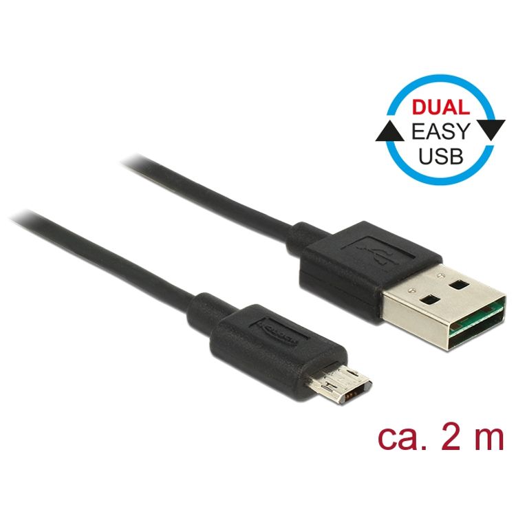 Tootefoto - DeLOCK 83850 USB-kaabel 2 m USB 2.0 USB A Micro-USB B Must