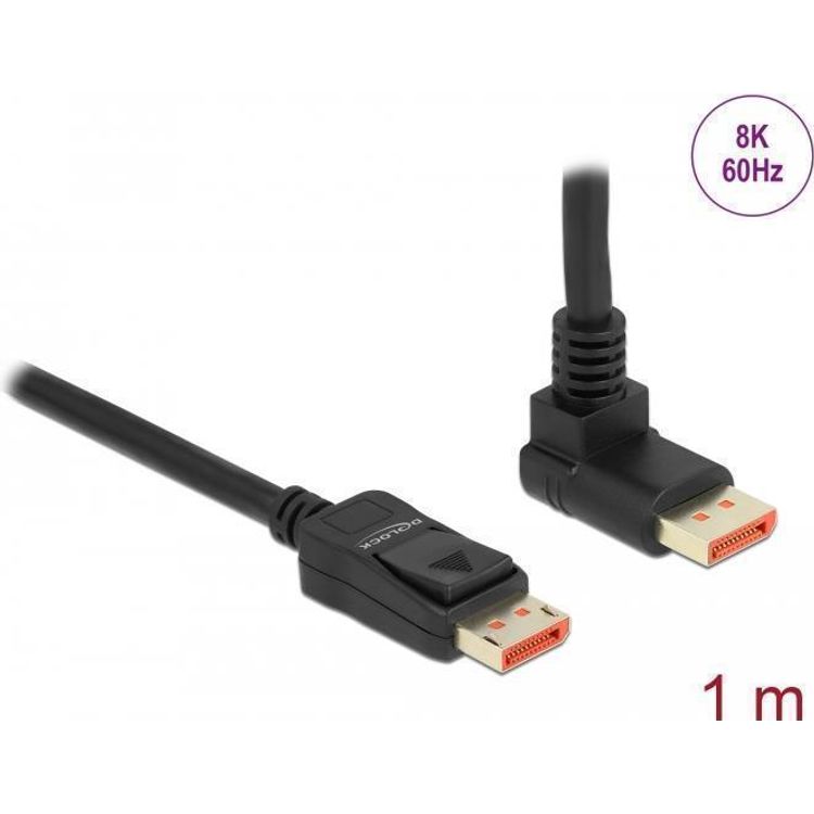 Tootefoto - Delock - DisplayPort-Kabel - DisplayPort (M) gewinkelt bis DisplayPort (M) Verriegelung - DisplayPort 1,4 - 1,0m - unterst tzt 8K 60 Hz (7680 x 4320) - Schwarz (87054)
