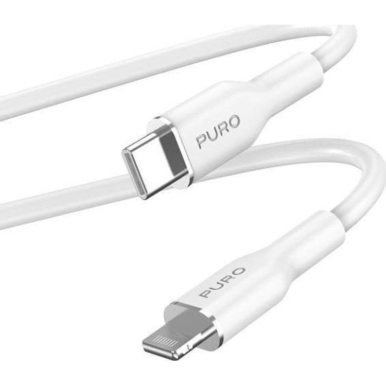 Tootefoto - Puro USB-kaabel PURO ICON pehme kaabel USB-C/Lightning 1,5m (valge)