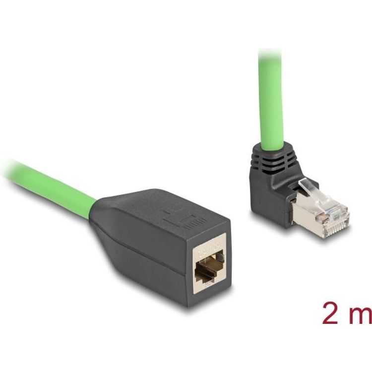 Tootefoto - Delock RJ45 Netzwerk Verl ngerungskabel Cat.6A Stecker oben gewinkelt zu Buchse SF/UTP (80884)