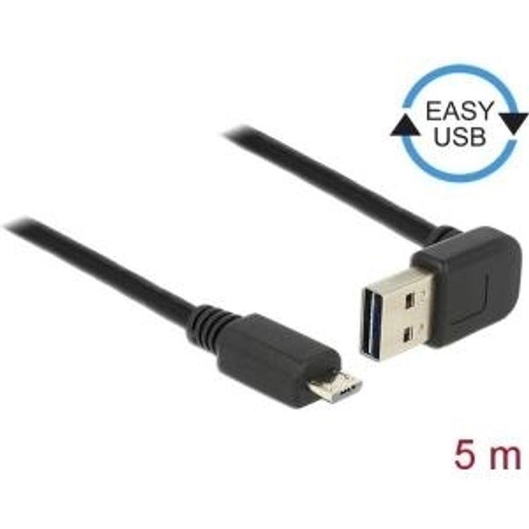 Tootefoto - DeLOCK 83538 USB-kaabel 5 m USB 2.0 USB A Micro-USB B Must
