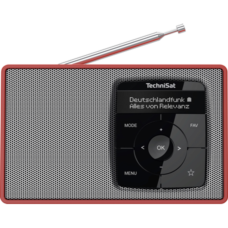 Tootefoto - Technisat Digitradio 2 Desk Radio Dab+, Fm Dab+, Fm, Bluetooth Alarm Clock Red Silver