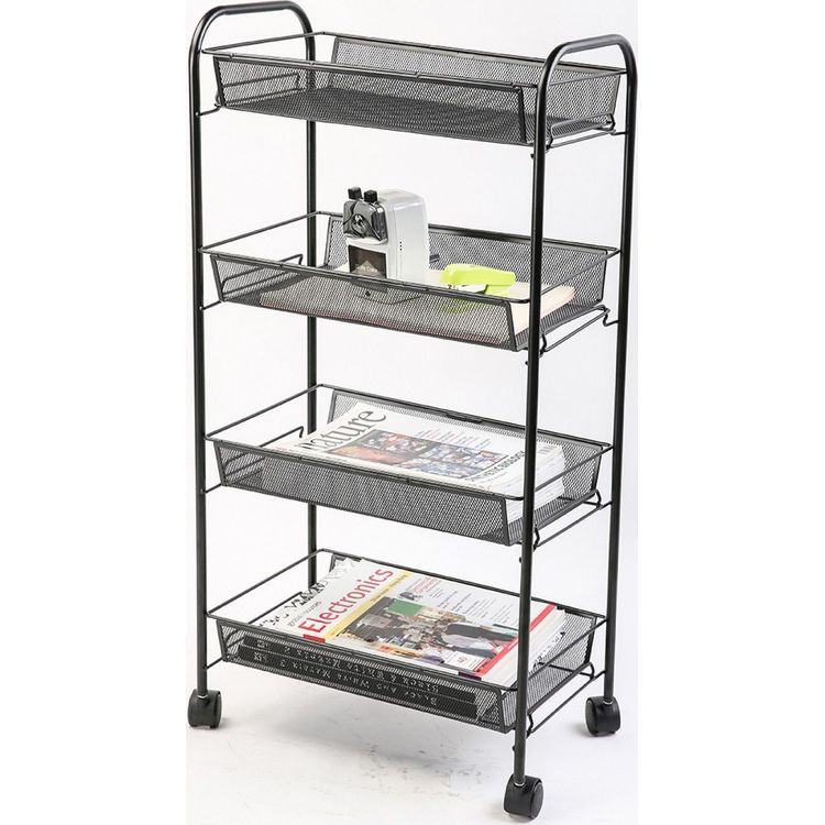 Tootefoto - Q-Connect Mobilny stojak na dokumenty Q-CONNECT Office Set, metalowy, na k kach, 4 p ki, czarny