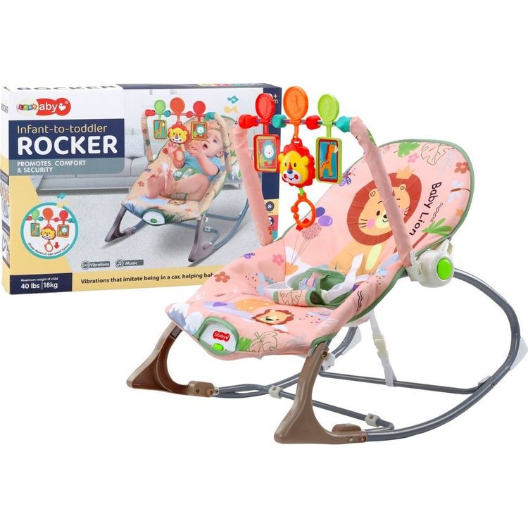 Tootefoto - LeanToys kiiktool Baby Bouncer Vibration Sound Rocker Pink Lion