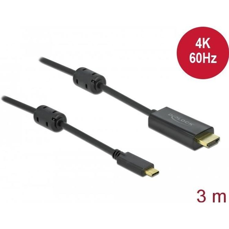 Tootefoto - DeLOCK 85971 videokaabliadapter 3 m USB t p-C HDMI Must