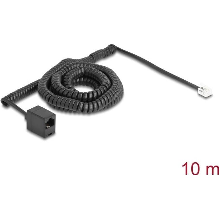 Tootefoto - Delock - Telefonkabel - RJ-11 (M) zu RJ-45 (W) - 10,0m - gewickelt - Schwarz (90119)