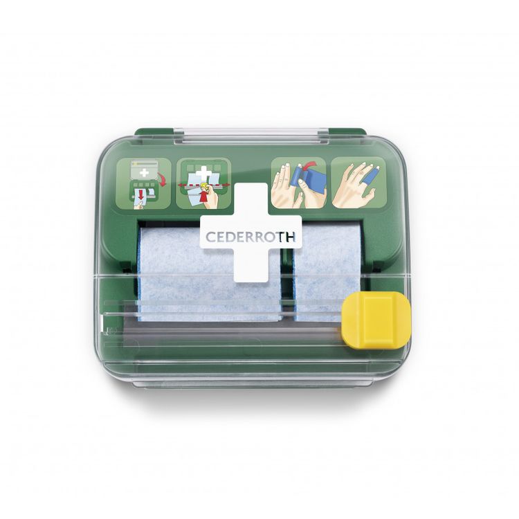 Tootefoto - Isekinnituva haavasideme dispenser koos sinise haavasidemega, Cederroth