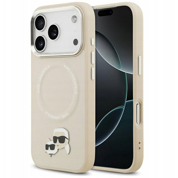 Tootefoto - Karl Lagerfeld Karl & Choupette Pins MagSafe Case for iPhone 17 Pro Beige