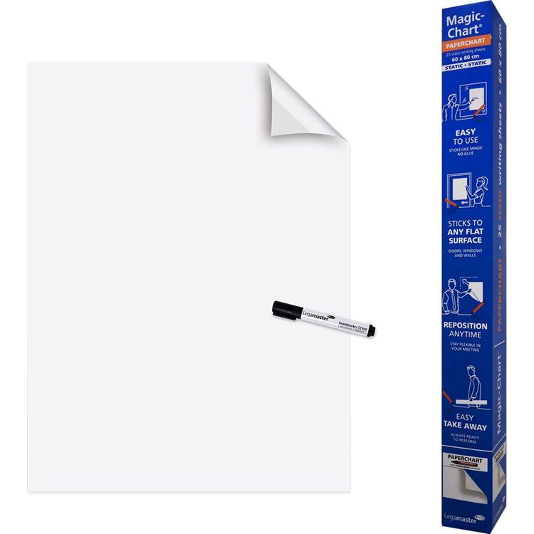 Tootefoto - Flipchart Legamaster Flipchart markeriga, elektrostaatiline, ebamugav, v lugraafik, 25 lehte, 60x80 cm