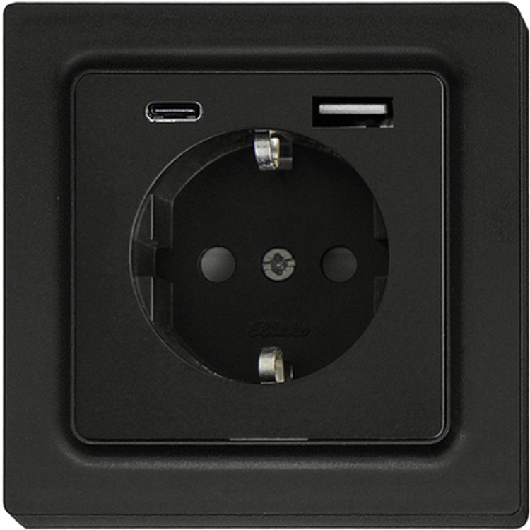 Tootefoto - Eltako Schutzkontakt-Steckdose anthrazit matt DSS55E+USBA+C-am (30055900)