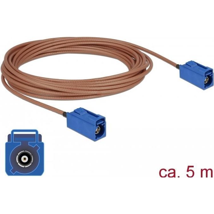 Tootefoto - DeLOCK 89666 koaksiaalkaabel RG-316 5 m FAKRA C Sinine, Pruun