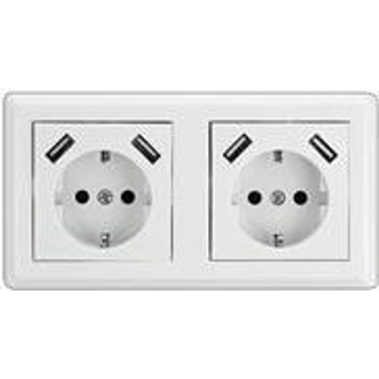 Tootefoto - DeLOCK 11475 pistikupesa CEE 7/3 + USB Valge