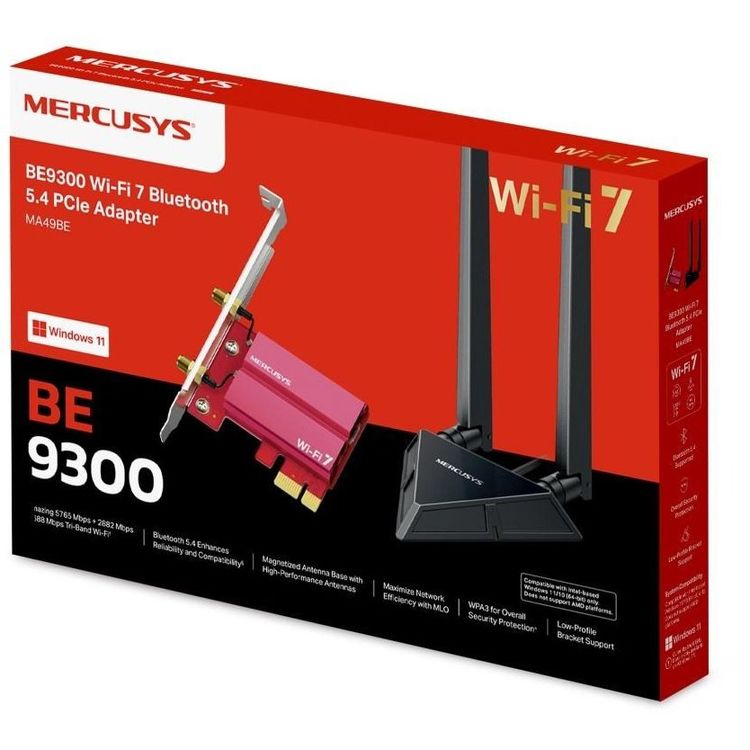 Tootefoto - Mercusys MERCUSYS MA49BE WiFi7 PCIe adapteri v rgukaart (BE9300, 2.4GHz/5GHz/6GHz,Bluetooth5.4)