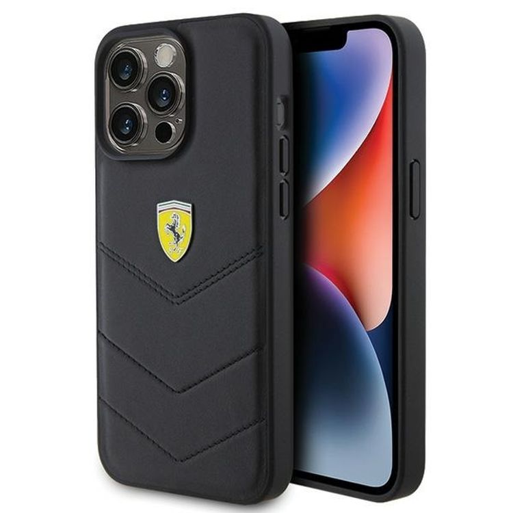 Tootefoto - Ferrari FEHCP15XRDUK iPhone 15 Pro Max 6.7" black hardcase Quilted Metal Logo