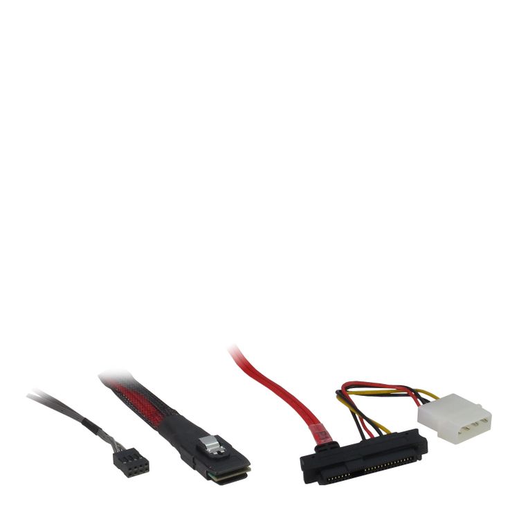 Tootefoto - Inter-Tech 0.5m SFF 8087/4xSFF 8482+SATA 0,5 m Must, Punane