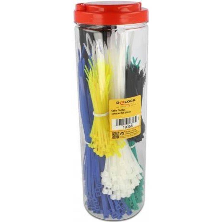 Tootefoto - DeLOCK 19358 juhtmek idis Paralleelse avaga juhtmeside Plast Must, Sinine, Roheline, Valge, Kollane 600 tk