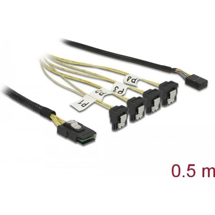 Tootefoto - DeLOCK 85683 SAS-kaabel 0,5 m 6 Gbit/s Must