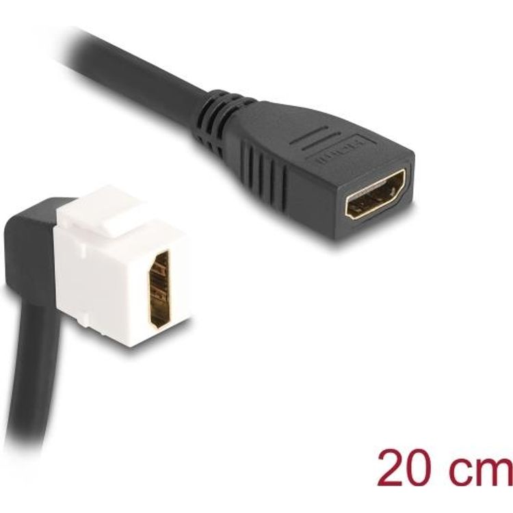 Tootefoto - Delock - HDMI-Kabel - HDMI weiblich zu HDMI weiblich abgewinkelt, Keystone - 20cm - Schwarz / Wei - unterst tzt 8K 60 Hz (7680 x 4320) (90321)