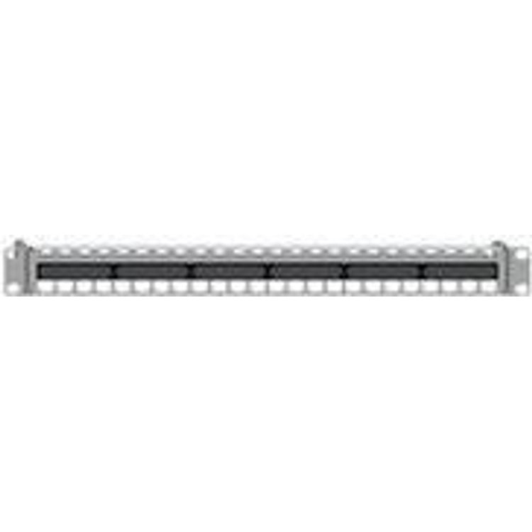 Tootefoto - Rutenbeck PP-UM A-48/1 VA - Patchpanel (Blindblech) - Schwarz, RAL 9005, rostfreier Edelstahl - 1U - 48.3 cm (19") - 48 Ports