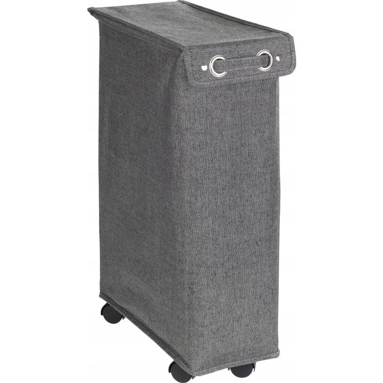 Tootefoto - Orion pesukorv Kitsas 43-liitrine pol estrist ja puuvillast pesukorv, millel on 4 ratast ja k epidemega kaas lihtsaks sulgemiseks ja avamiseks