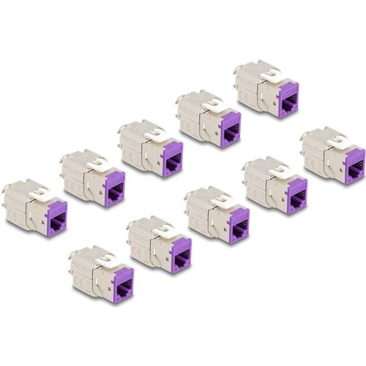 Tootefoto - Delock Keystone Modul RJ45 Buchse zu LSA Cat.6A werkzeugfrei violett Set 10 St ck (88121)