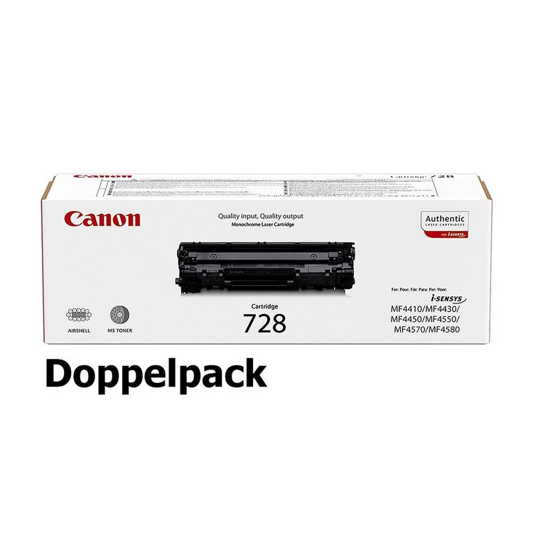 Tootefoto - Canon Original Toner 728 Doppelpack schwarz 2x 2.100 Seiten (3500B002)