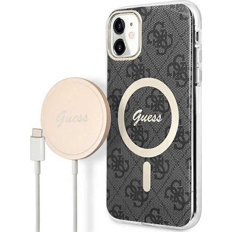 Tootefoto - Guess Guess Bundle Pack MagSafe 4G MagSafe iPhone 11 mbris + laadija komplekt (must/kuldne)
