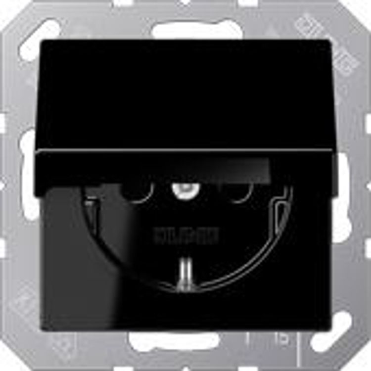 Tootefoto - Jung A1520BFKLSW SCHUKO Steckdose Klappdeckel bruchsicher Serie A schwarz (A1520BFKLSW)