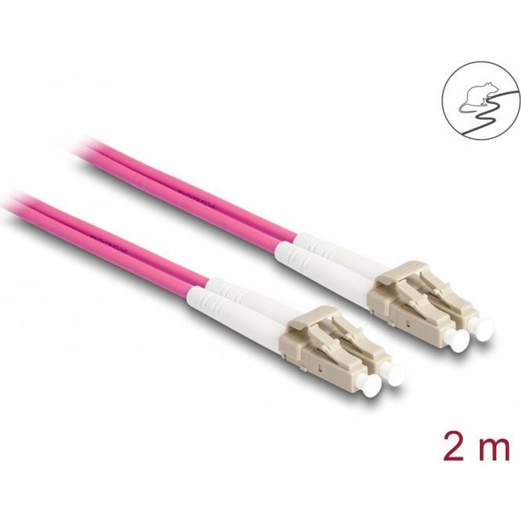 Tootefoto - DeLOCK 87914 kiudoptiline kaabel 2 m LC OM4 Violetne